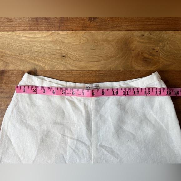 2/$30 Pure Linen White Capri Pants Coastal Casual Contemporary Zipper FLAW - Picture 7 of 10